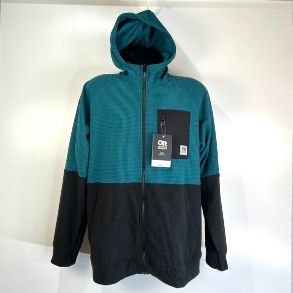Outdoor Research Trail Mix Hoodie ActiveTemp Cooling Long Sleeves Teal Black - Picture 1 of 6